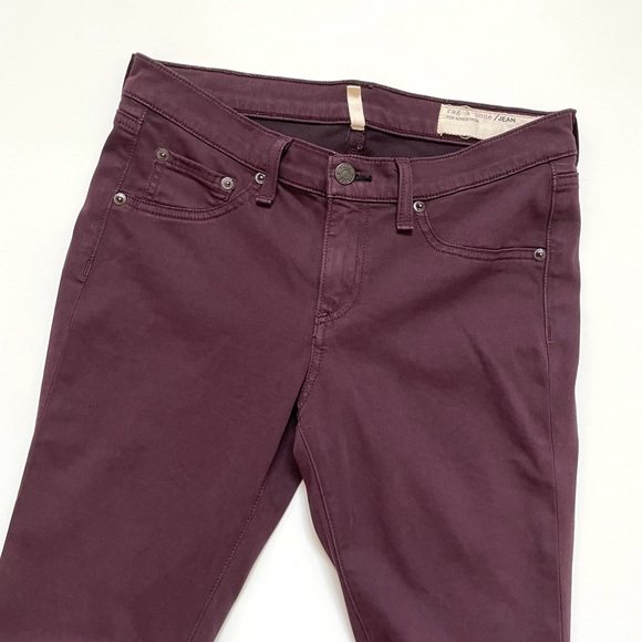 Rag & Bone maroon legging zipper jeans 26 - Picture 4 of 8